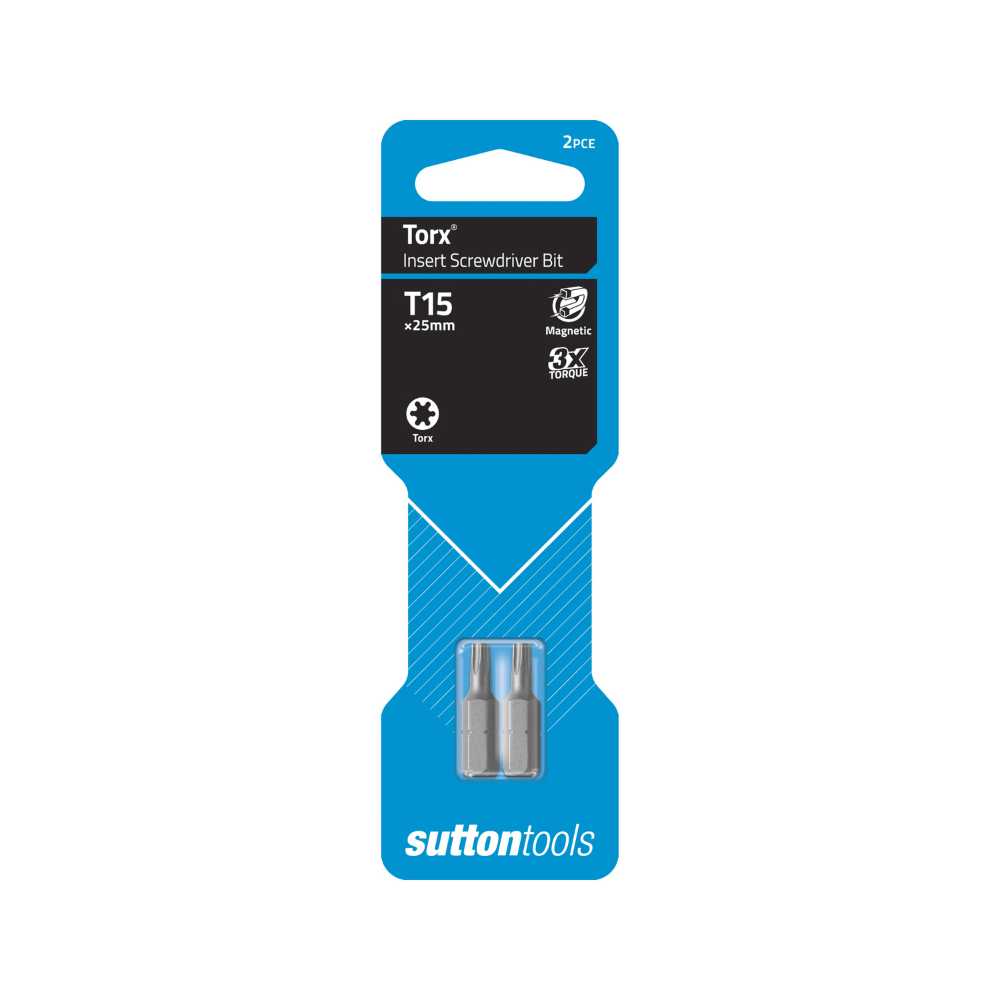 Sutton S110 Torx Screwdriver Insert Bits – T15x25mm 2Pk