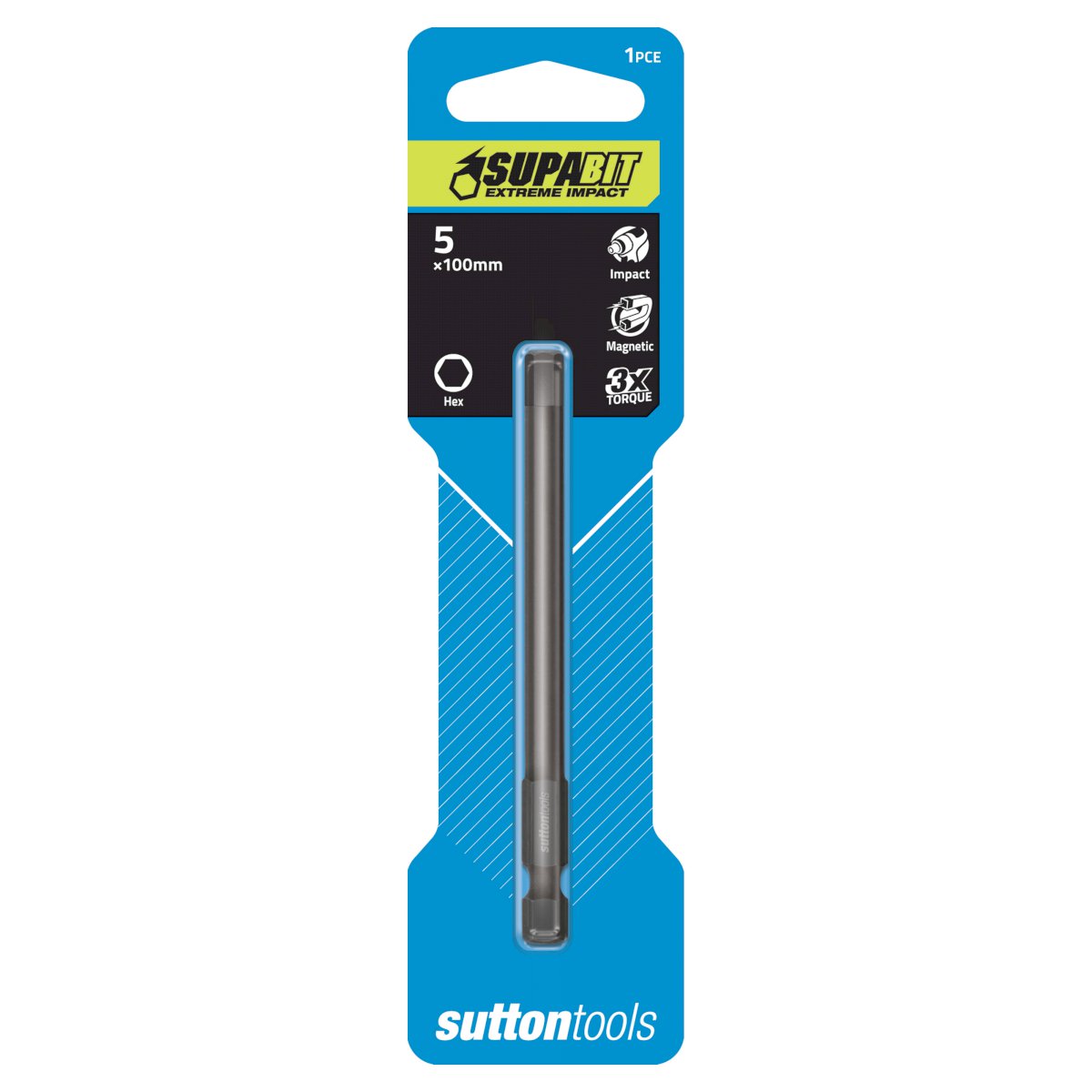 Sutton S114 Hex Screwdriver Bit - Impact 5mm x 100mm