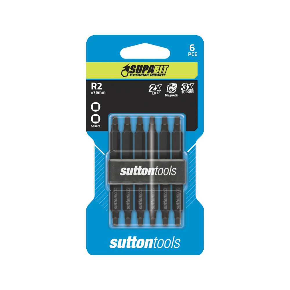 Sutton S119 Square Recess Screwdriver Bits – Impact R2x75mm 6Pk