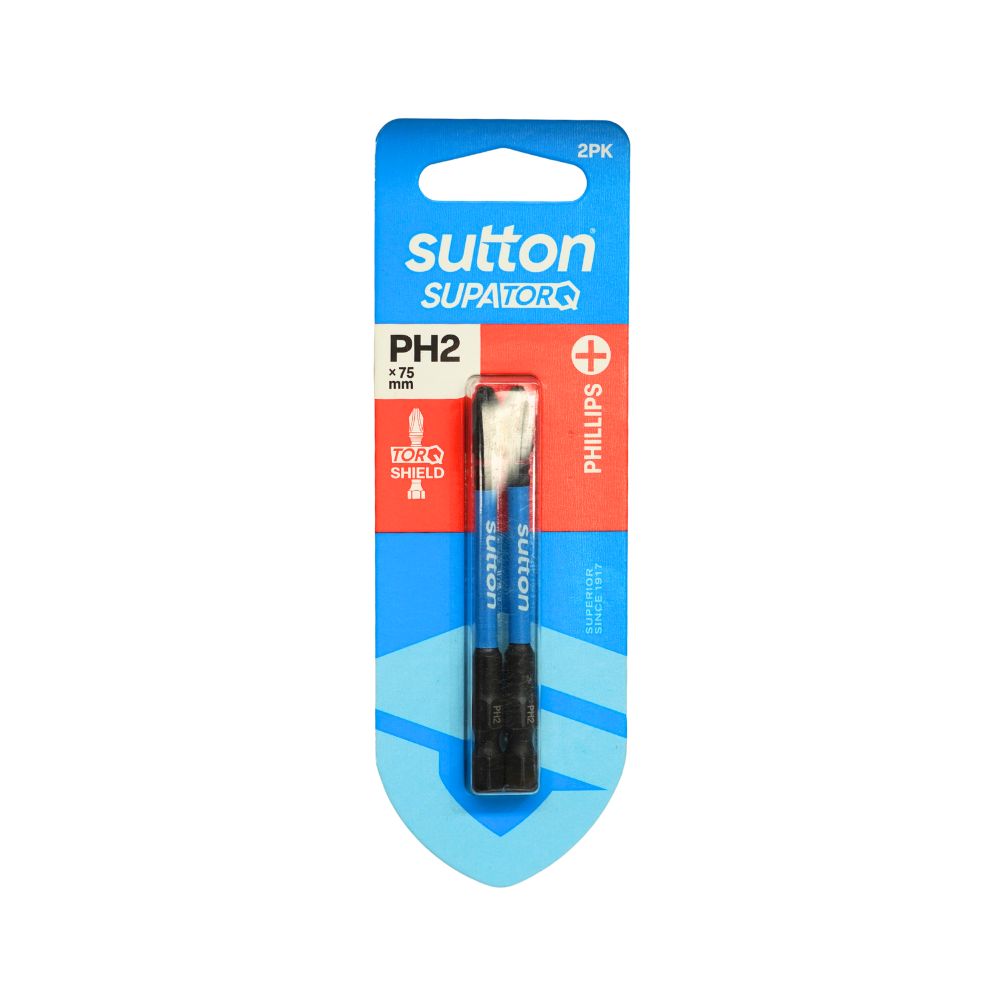 Sutton Screwdriver Bit S200 Supatorq Phillips 2 Pack Set with Various Sizes and Types