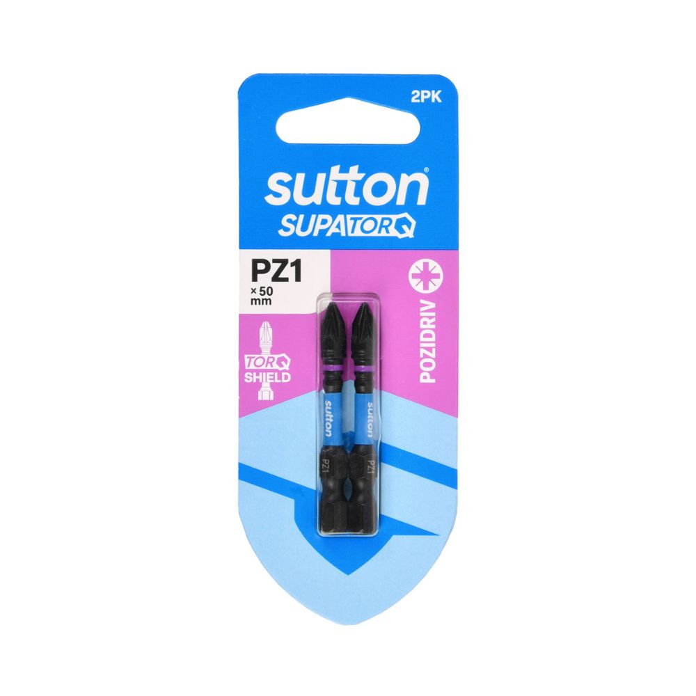Suttons SupaTorq - Pozidriv Impact Screwdriver Bits - PZ1 x 50mm