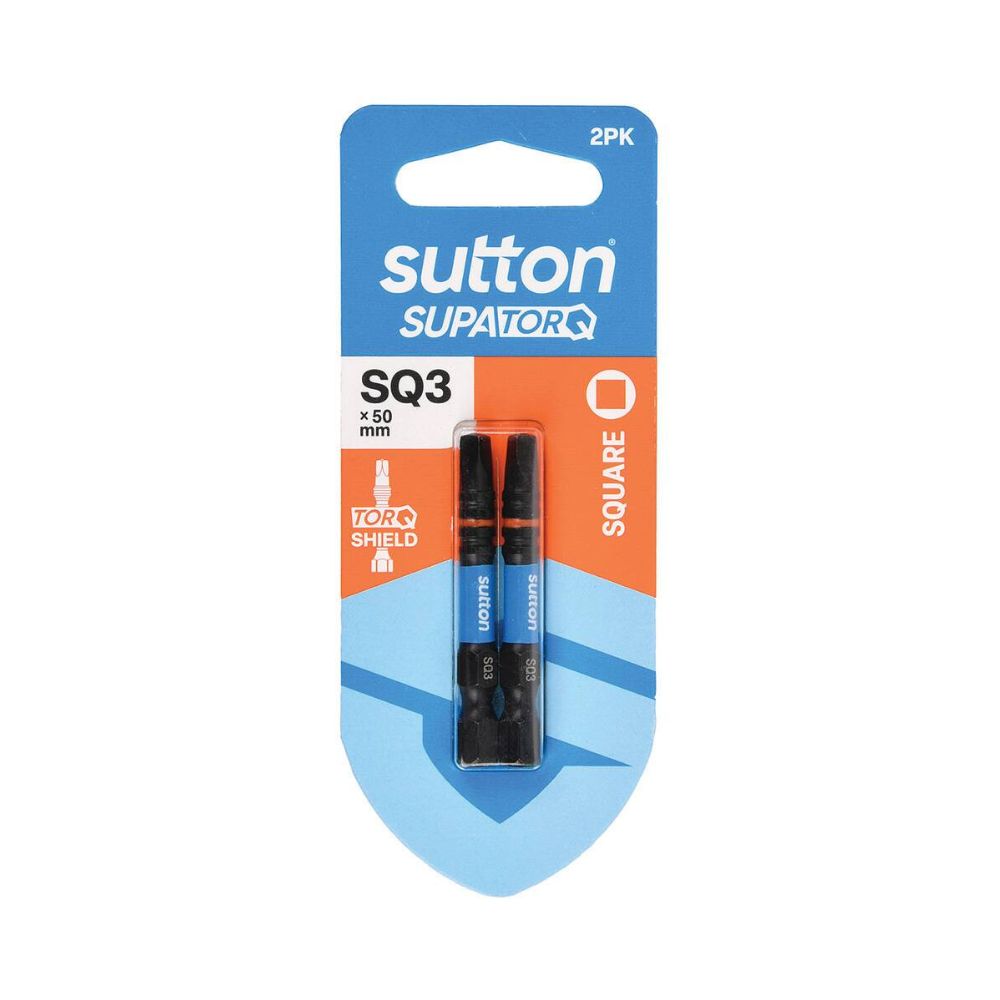 Sutton Screwdriver Bit S204 Supatorq Square/Robertson 2 Pack Various Lengths and Sizes