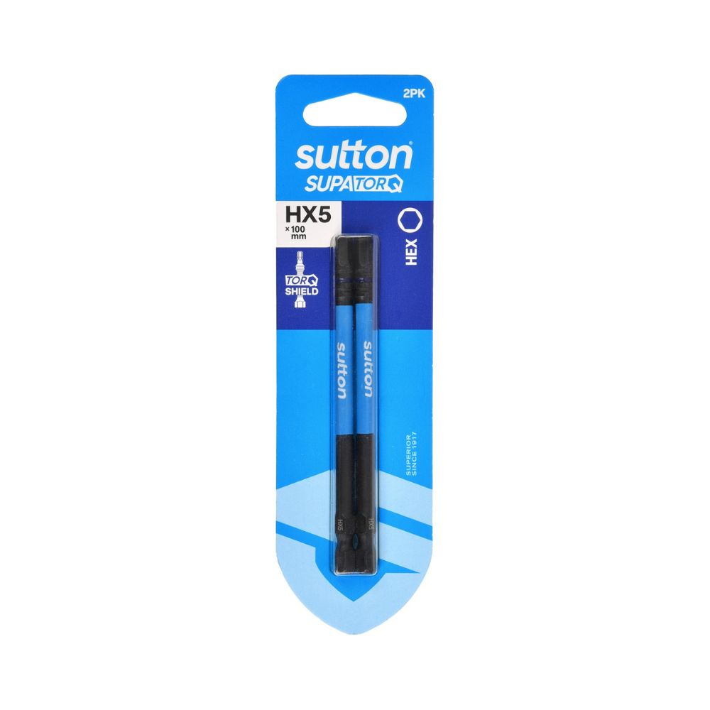 Sutton Screwdriver Bit S206 Supatorq Hex 100mm 2 Pack