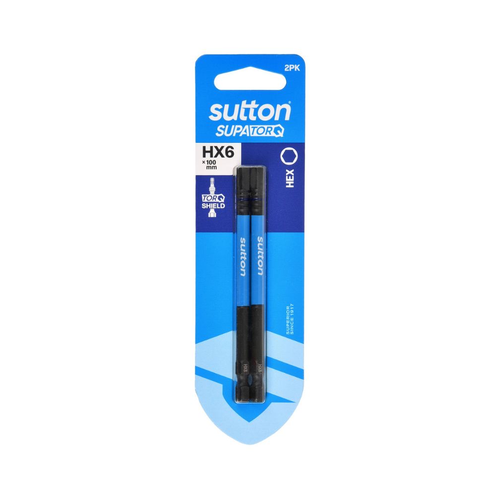 Sutton Screwdriver Bit S206 Supatorq Hex 100mm 2 Pack