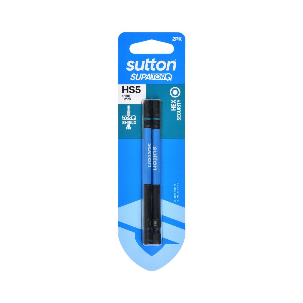 Suttons SupaTorq Hex Security Impact Screwdriver Bits with Various Sizes and Lengths