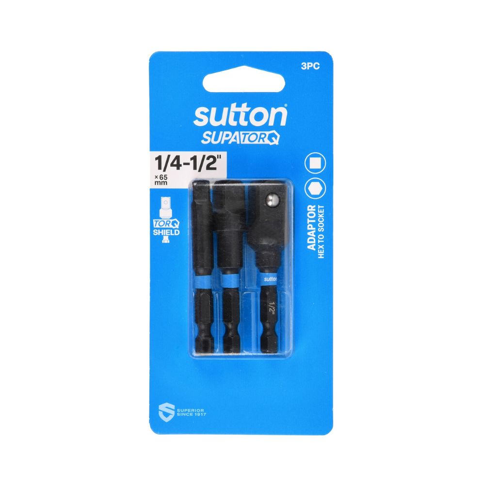 Suttons SupaTorq - Hex to Socket Bit Adaptors - Various Sizes 65mm Length