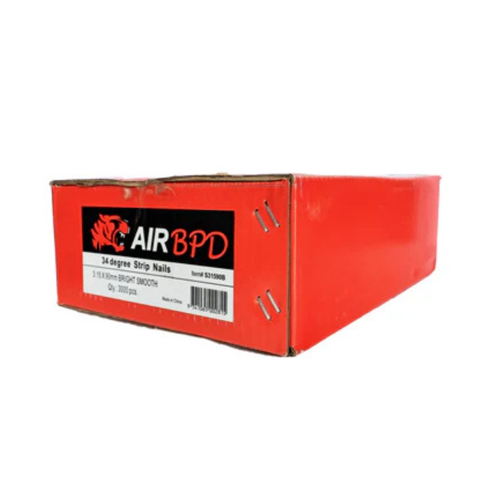 Air BPD 90mm x 3.15 Smooth Shank Bright 34° Paper Collated Framing Nail - Box of 3000