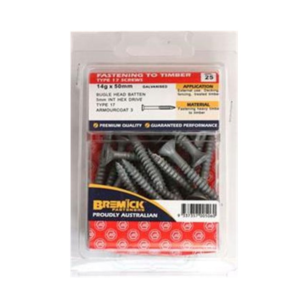 Bremick Screws Batten Galvanised 14g - (Various Sizes)