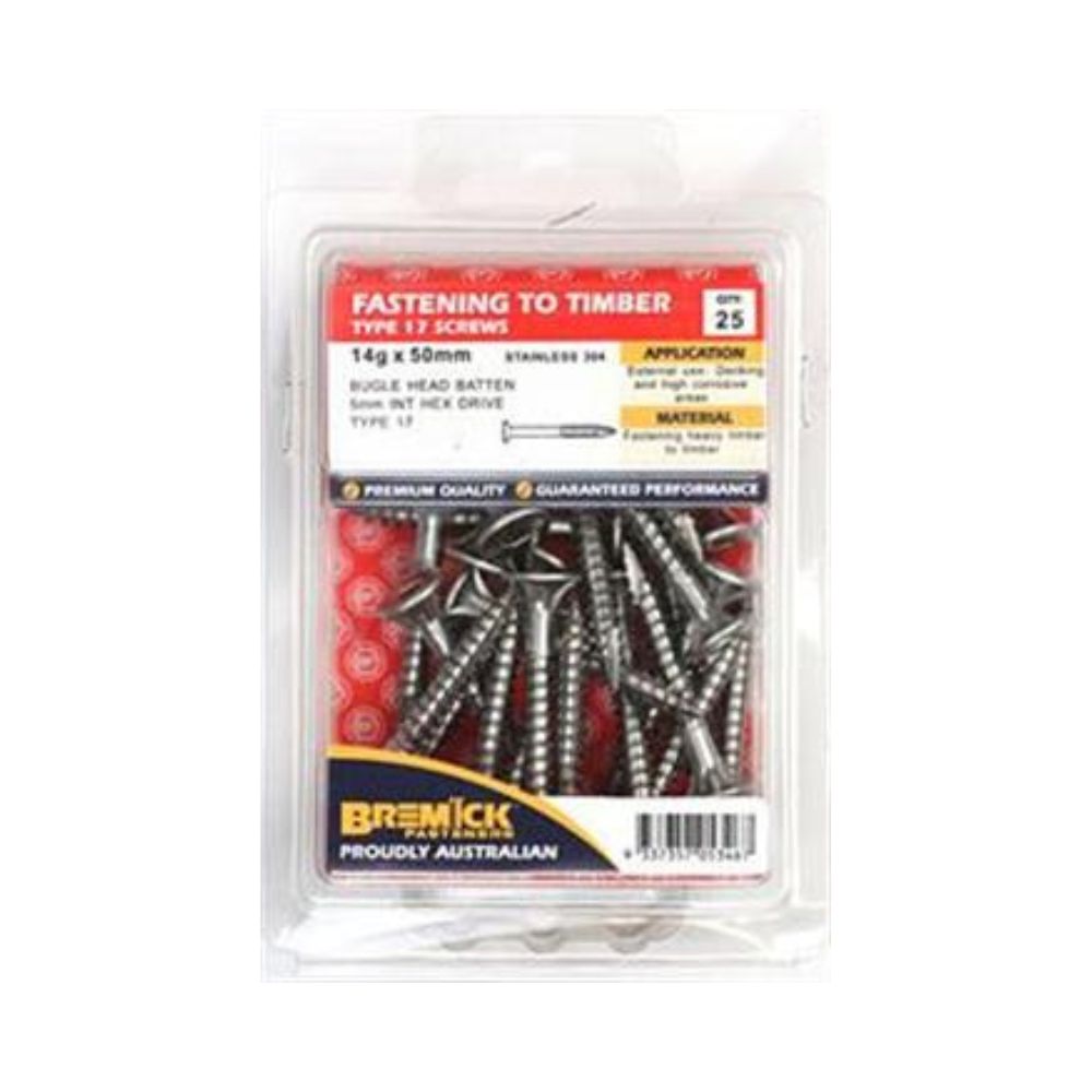 Bremick Screw Bugle Batten Ss304 - 8g & 14g 50, 75, & 100mm - 25 Pack