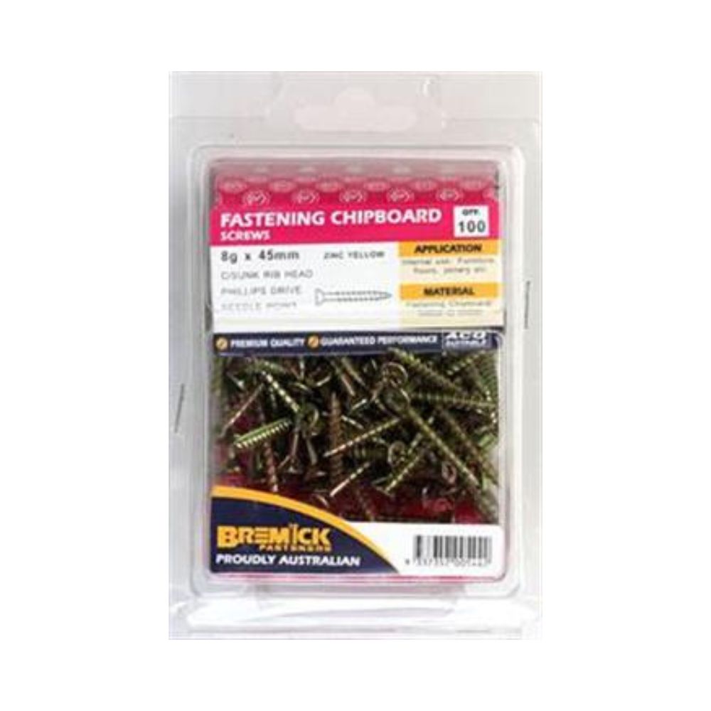 Bremick Screw Chip Board Zinc Plated - (Various Sizes)