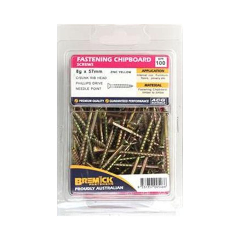 Bremick Screw Chip Board Zinc Plated - (Various Sizes)