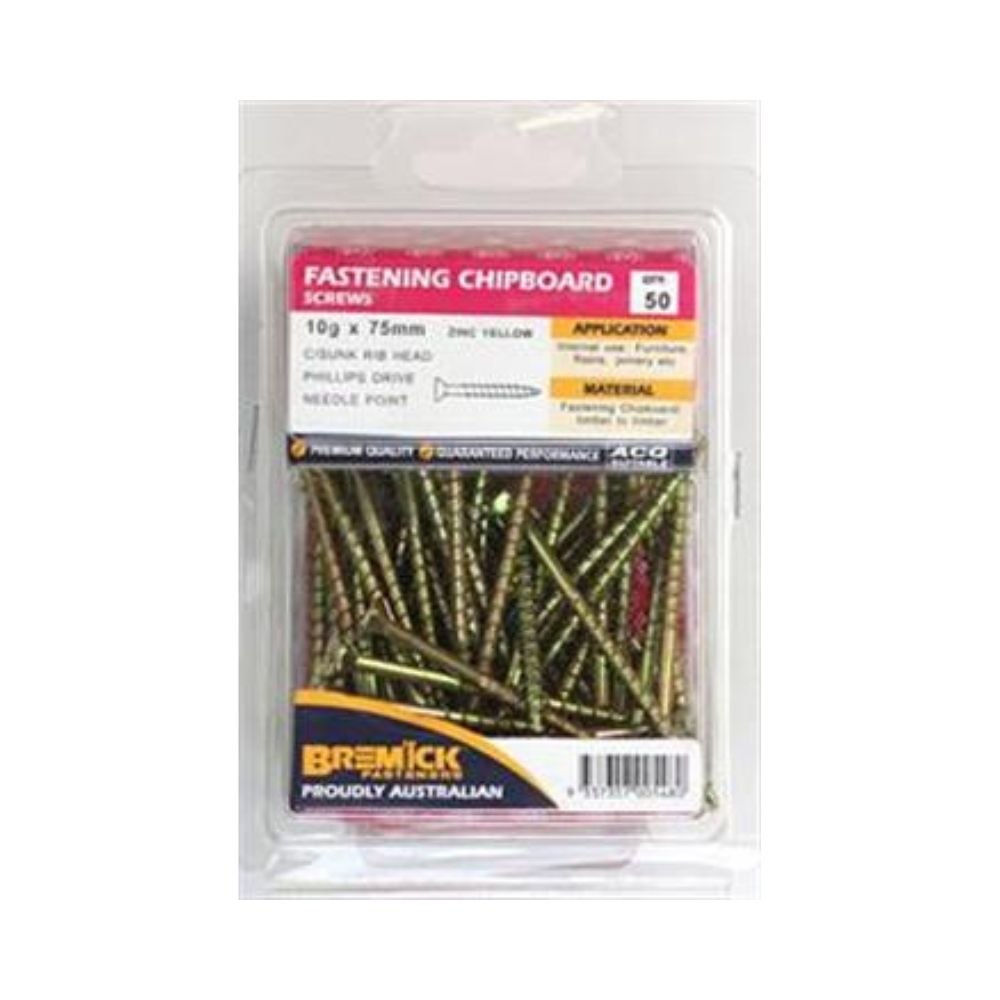 Bremick Screw Chip Board Zinc Plated - (Various Sizes)