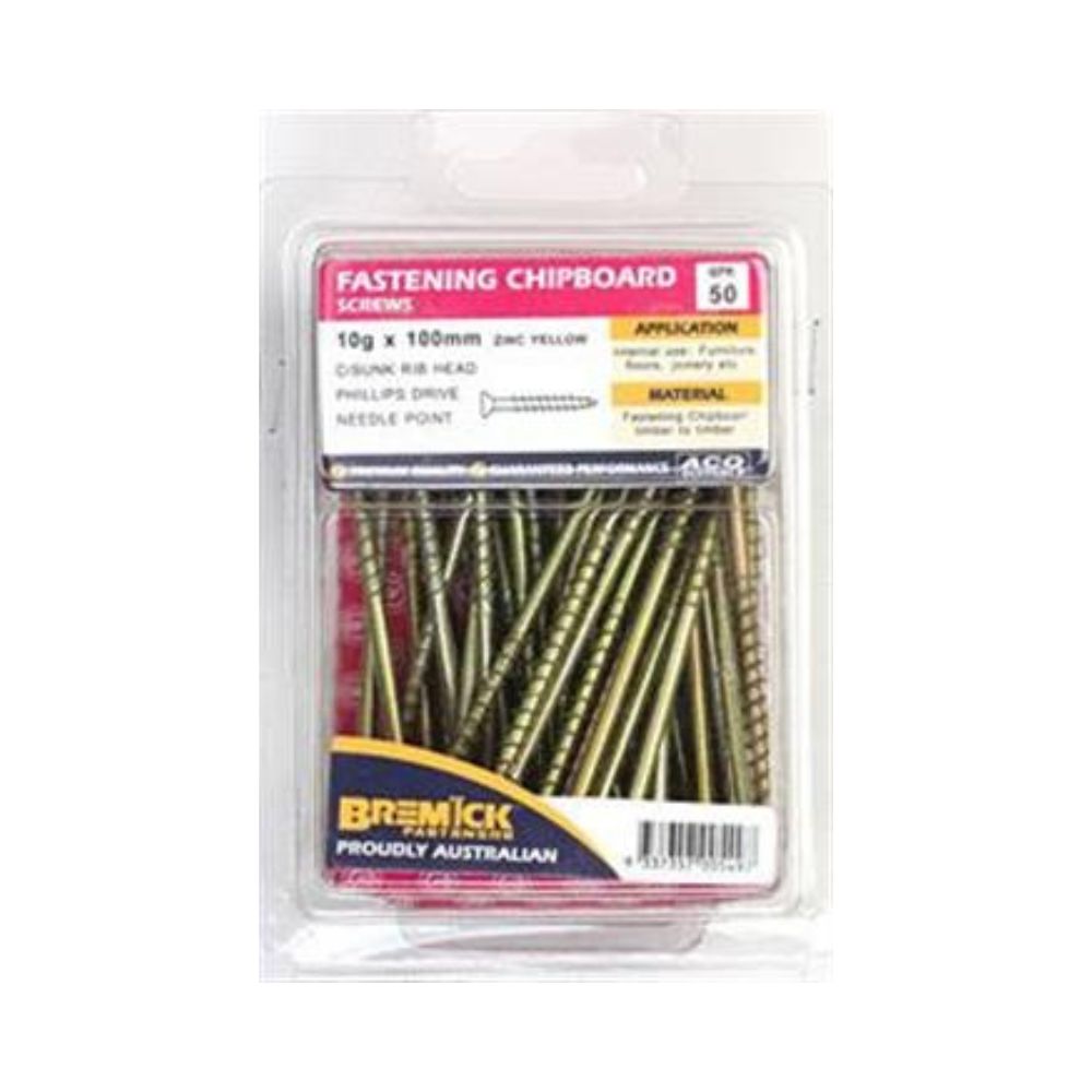 Bremick Screw Chip Board Zinc Plated - (Various Sizes)