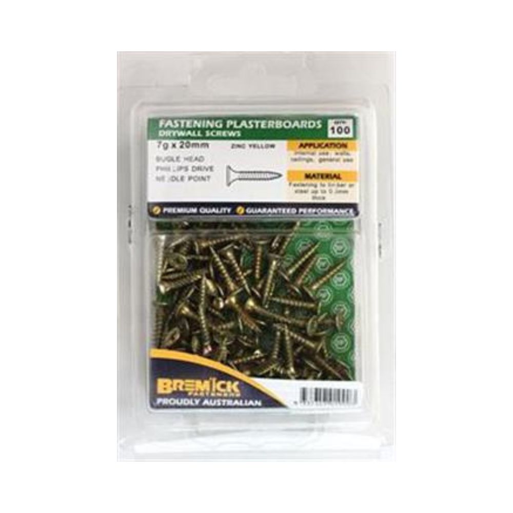 Bremick Screw Plasterboard Needle Point Zinc Plated - Various Sizes