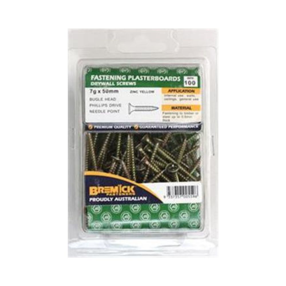 Bremick Screw Plasterboard Needle Point Zinc Plated - Various Sizes