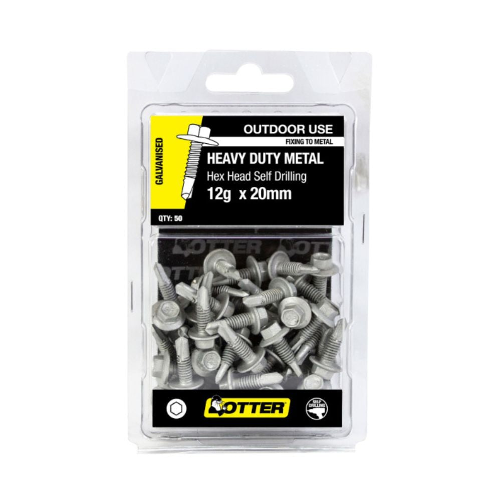 Otter Hex Head Fine Thread Self Drilling, Class 3, 12g x 45, 55 & 65mm - 50 Pack
