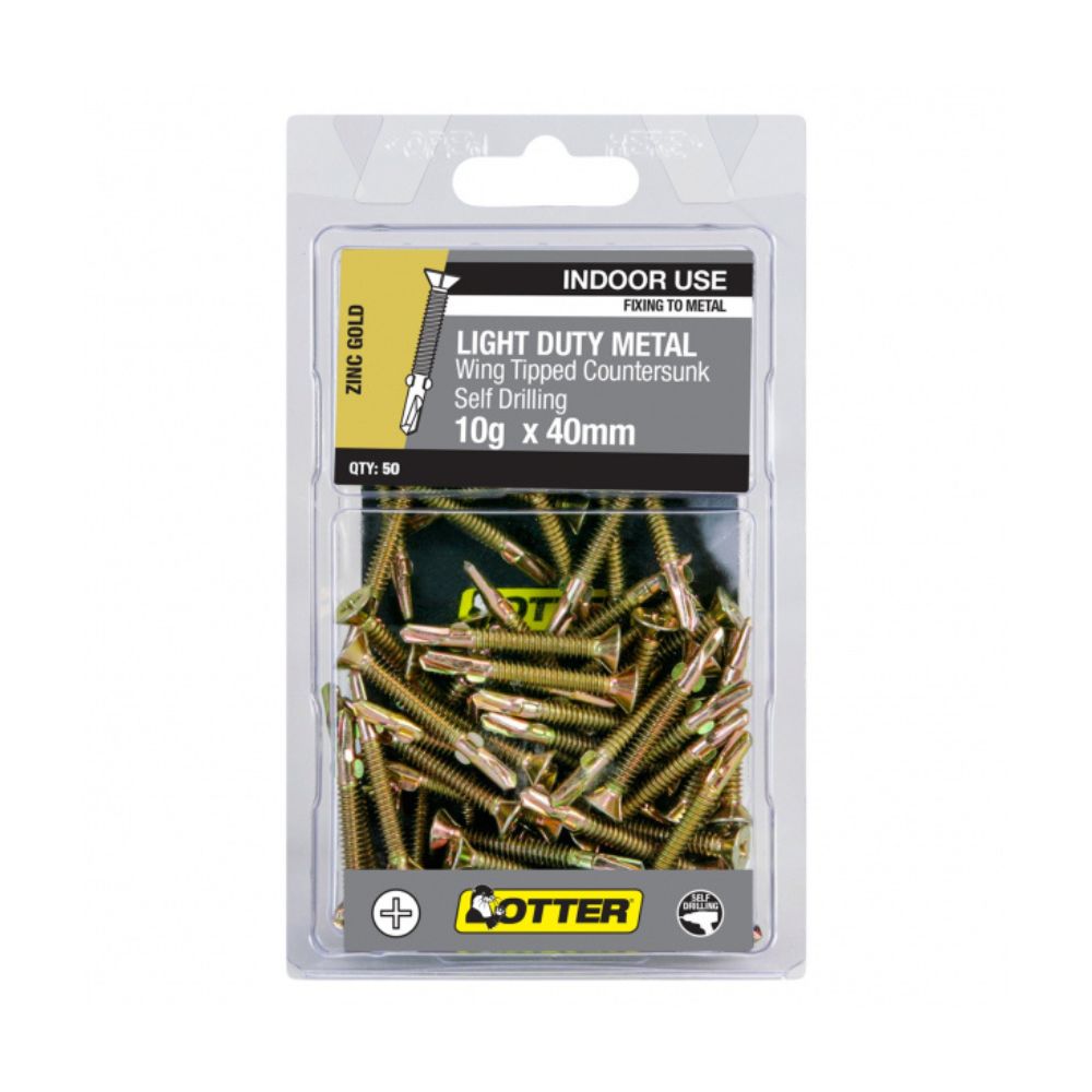 Otter Countersunk Head Wing Tip, Zinc Gold - 10g Pack of 50 and 500