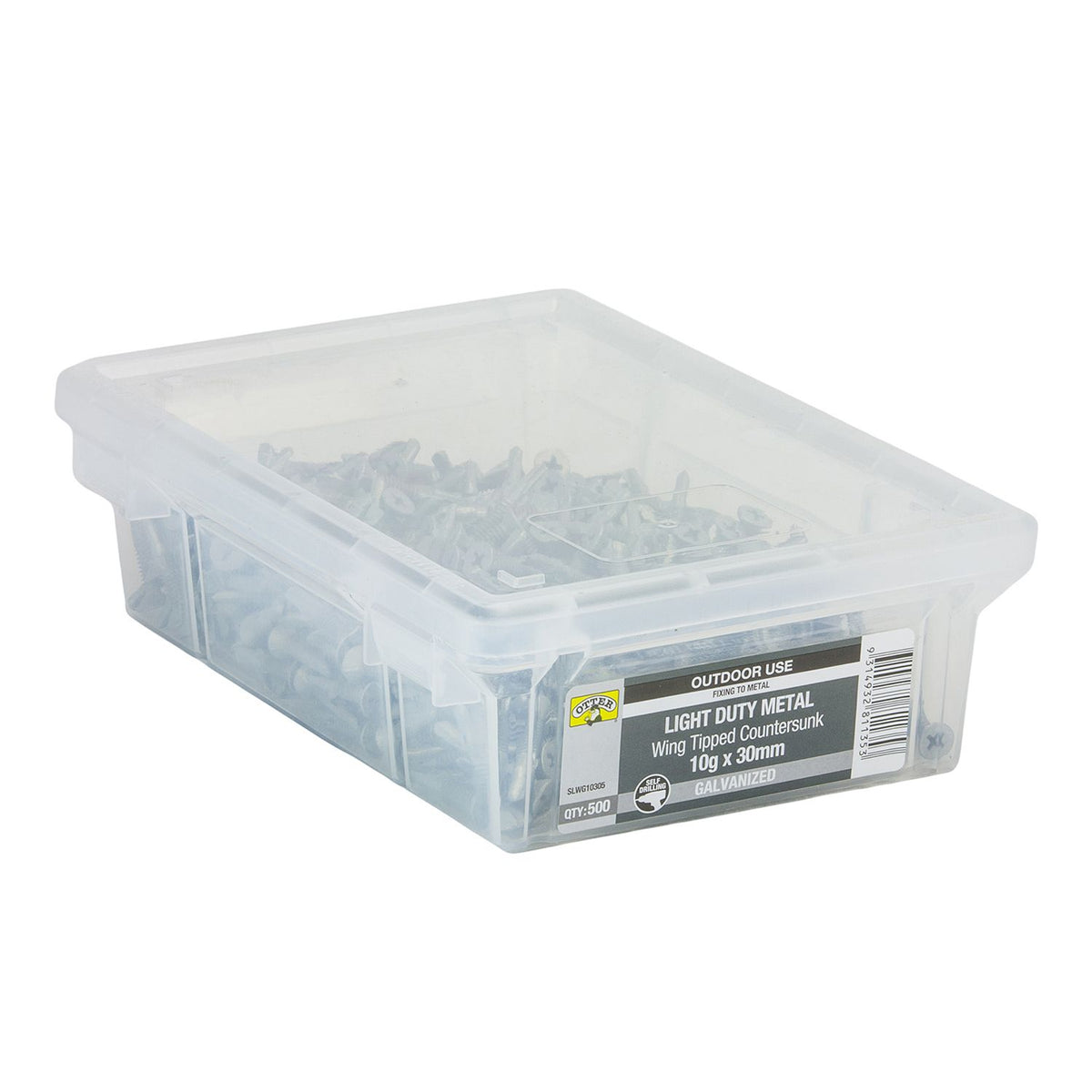 Otter Nails Screw 30mm x 10G Wing Tip Countersunk Galvanished - Tub 500