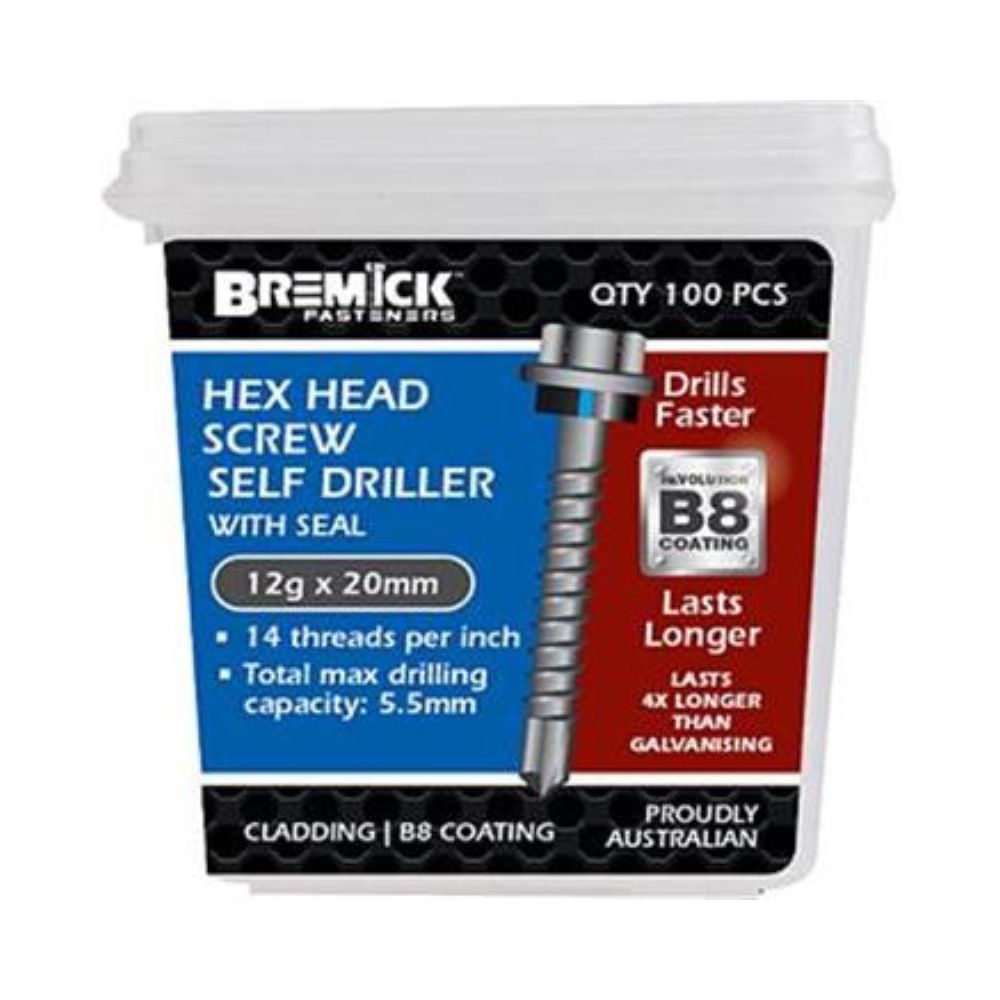 Bremick Screw Hex Metal B8+Seal - (Various Sizes)