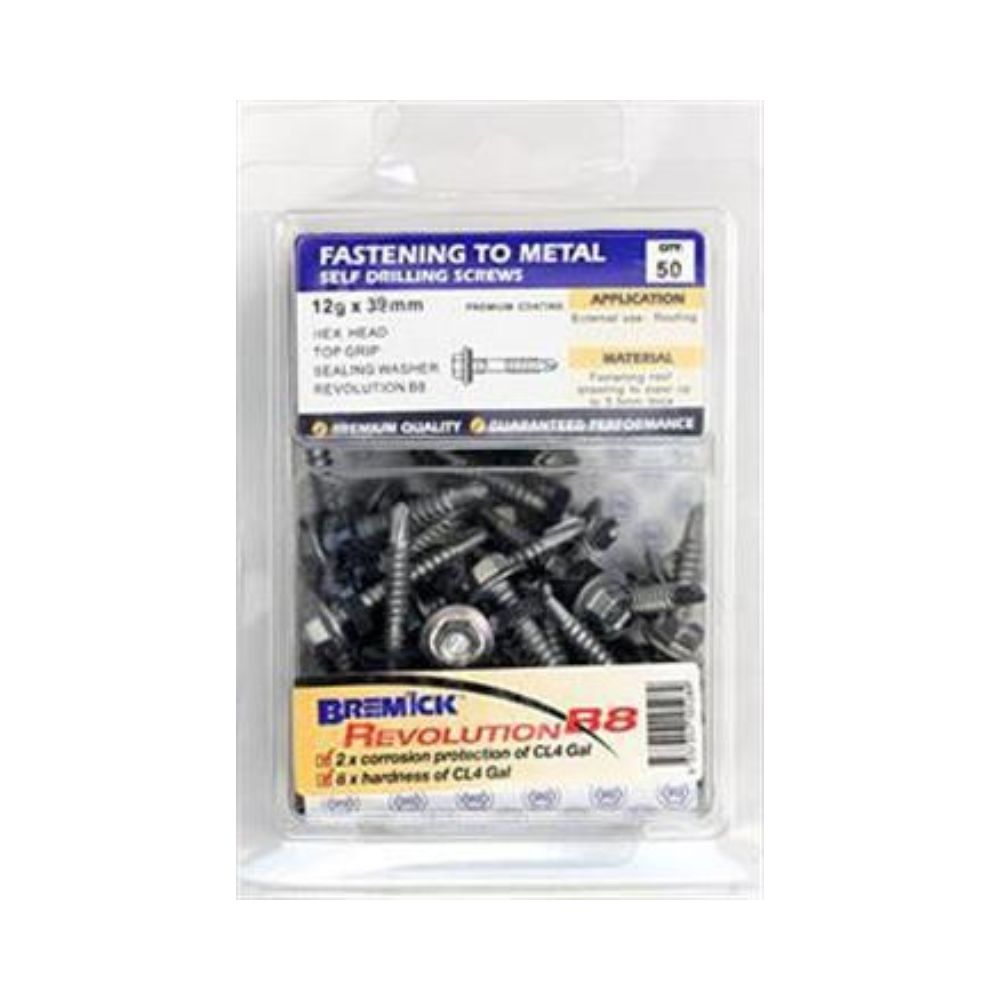 Bremick Screws Hex Metal Top Grip B8+Seal - 12g 39mm to 68mm