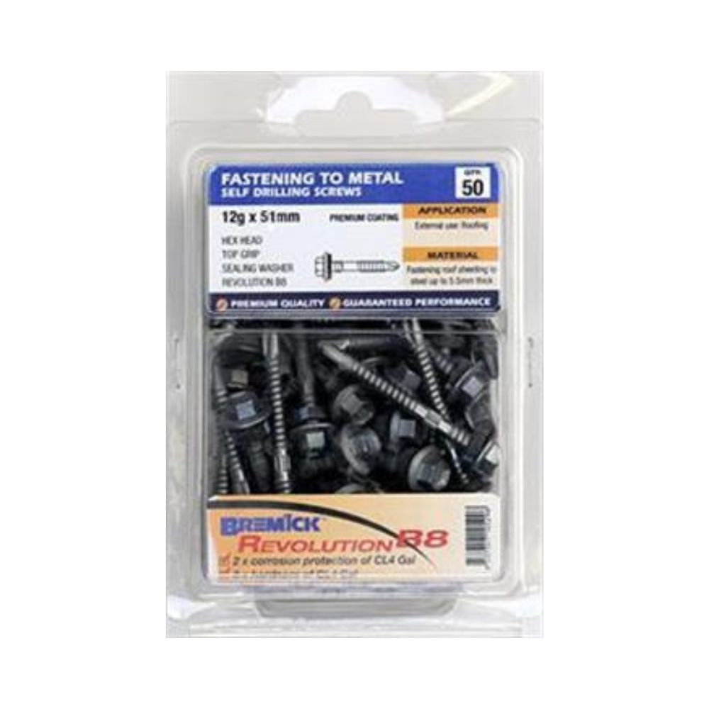 Bremick Screws Hex Metal Top Grip B8+Seal - 12g 39mm to 68mm