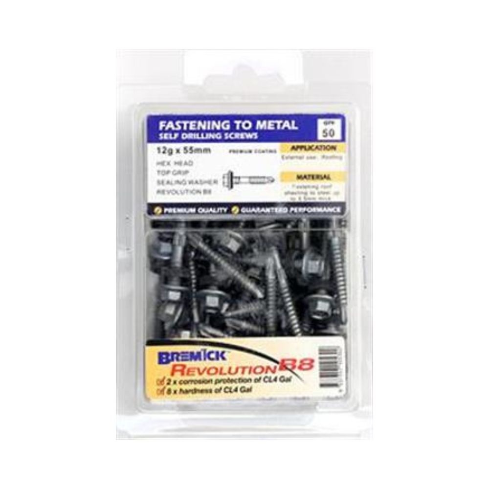 Bremick Screws Hex Metal Top Grip B8+Seal - 12g 39mm to 68mm