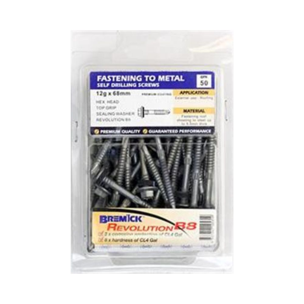 Bremick Screws Hex Metal Top Grip B8+Seal - 12g 39mm to 68mm