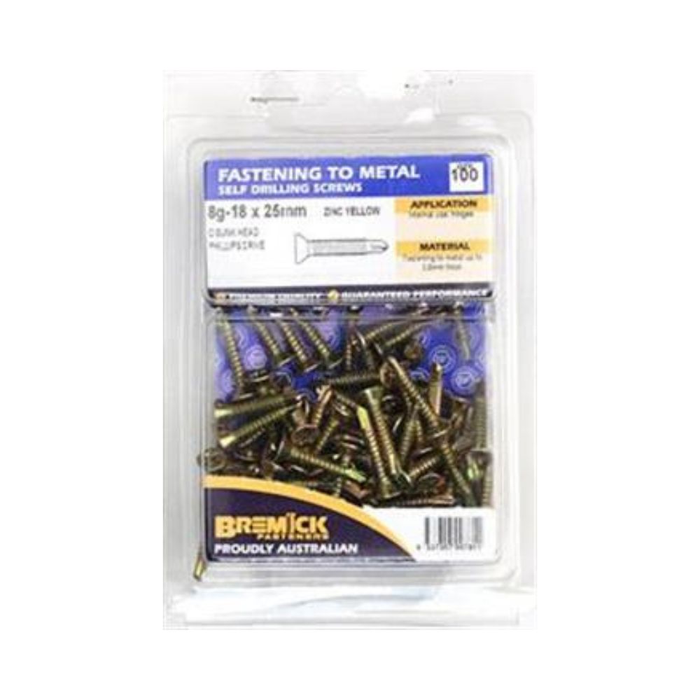 Bremick Screw Countersunk Metal Zinc Plated - 8g & 10g - 25, 30, 40, 50 &65mm