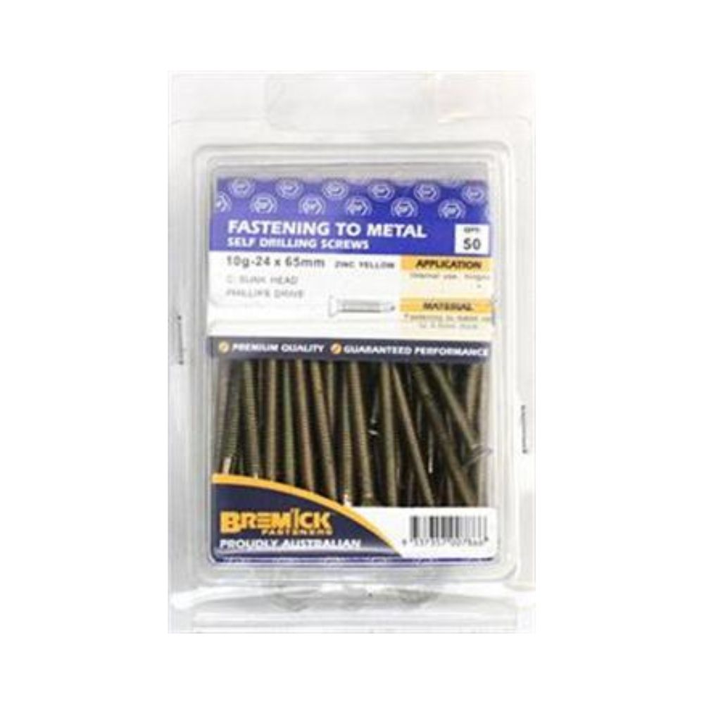 Bremick Screw Countersunk Metal Zinc Plated - 8g & 10g - 25, 30, 40, 50 &65mm