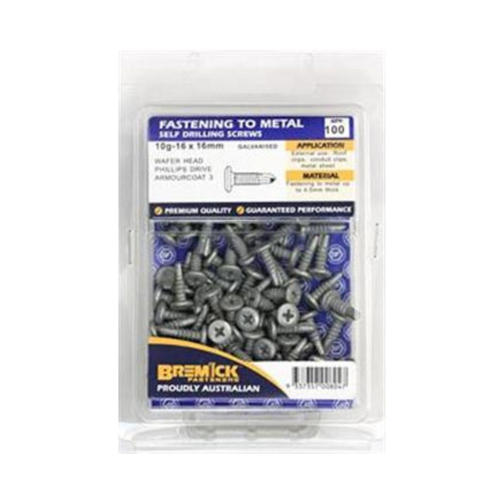 Bremick Screw Wafer Galvanised Metal 10g C3 - (Various Sizes)