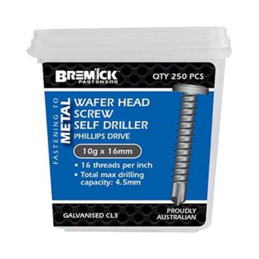 Bremick Screw Wafer Galvanised Metal 10g C3 - (Various Sizes)