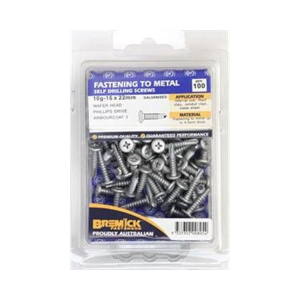 Bremick Screw Wafer Galvanised Metal 10g C3 - (Various Sizes)