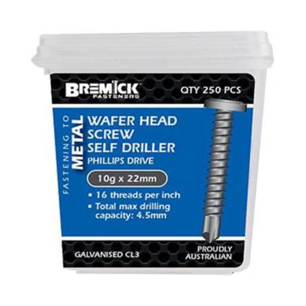 Bremick Screw Wafer Galvanised Metal 10g C3 - (Various Sizes)