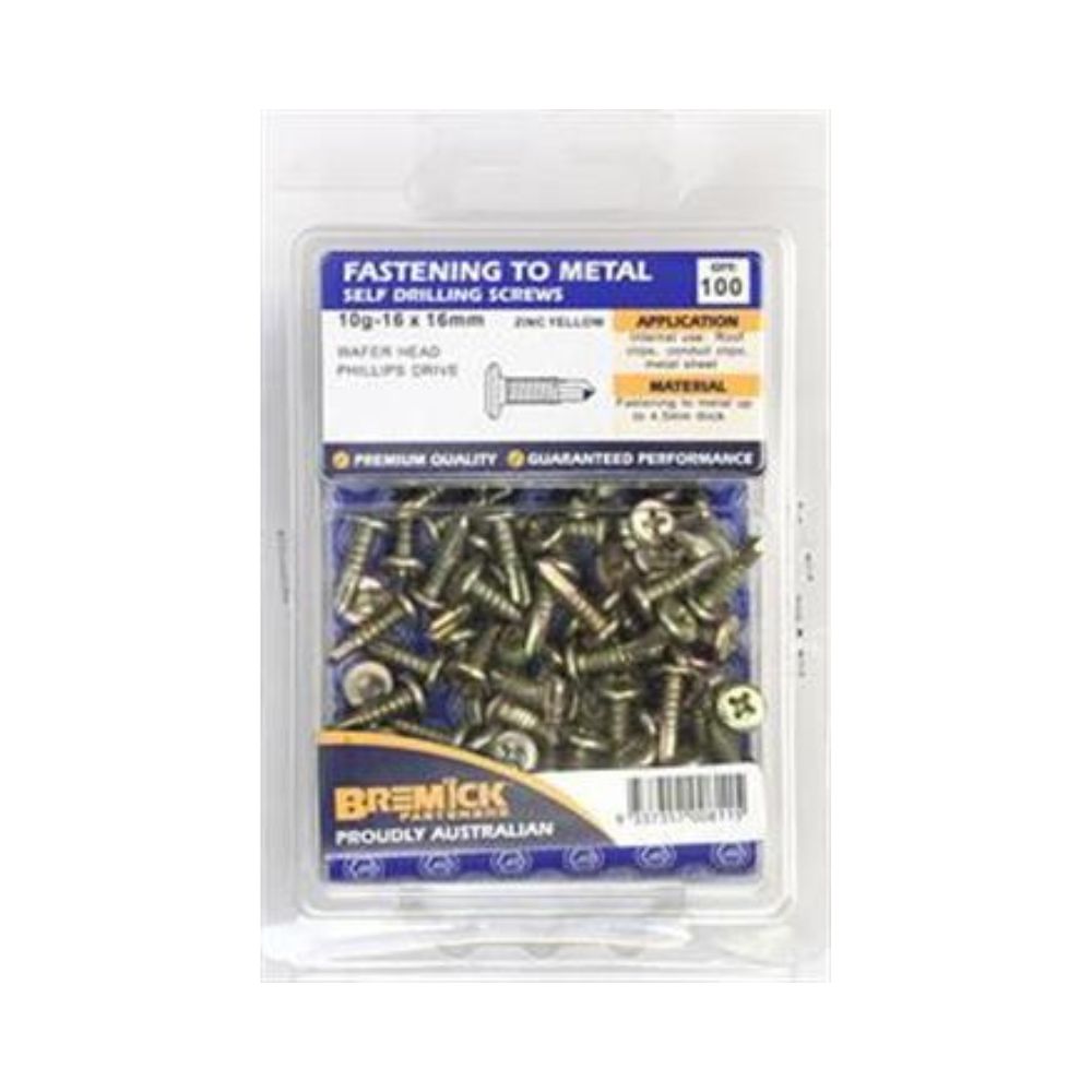 Bremick Screw Wafer Metal Zinc Plated 10g - 16mm to 30mm