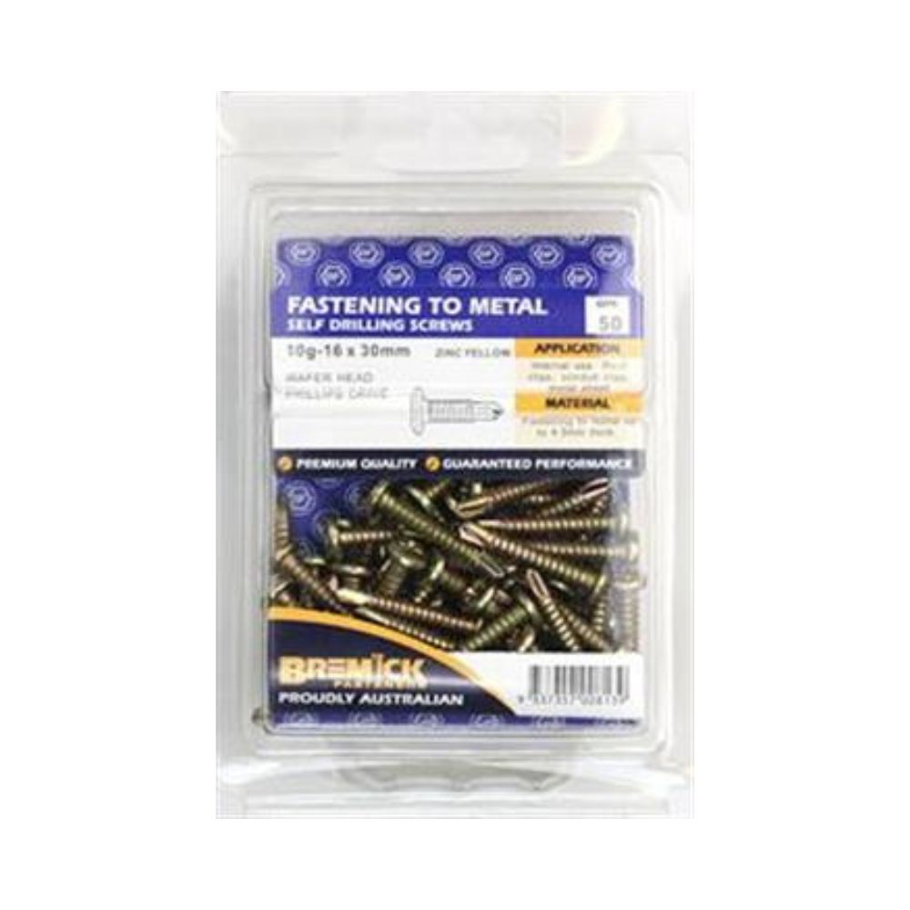 Bremick Screw Wafer Metal Zinc Plated 10g - 16mm to 30mm