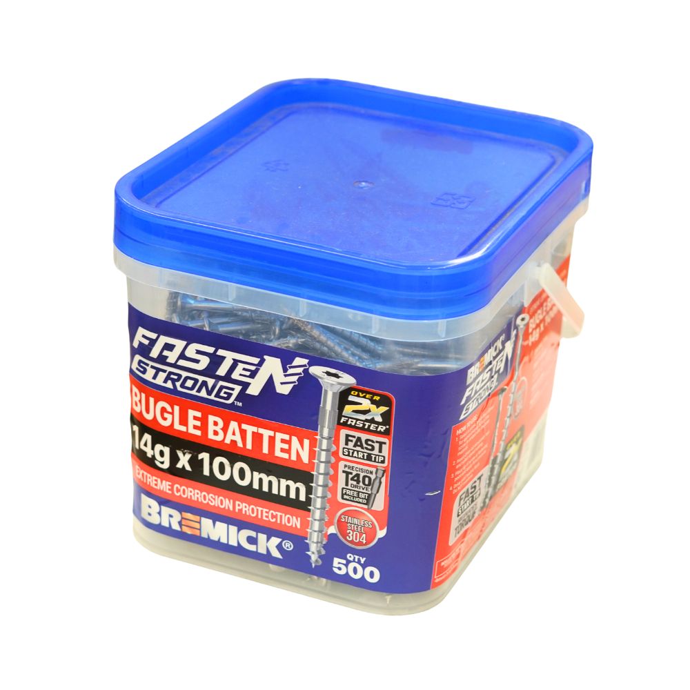 Bremick Bugle Batten Fasten Strong 14g Stainless Steel T40 Drive Screws