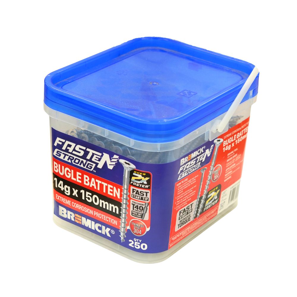 Bremick Bugle Batten Fasten Strong 14g Stainless Steel T40 Drive Screws