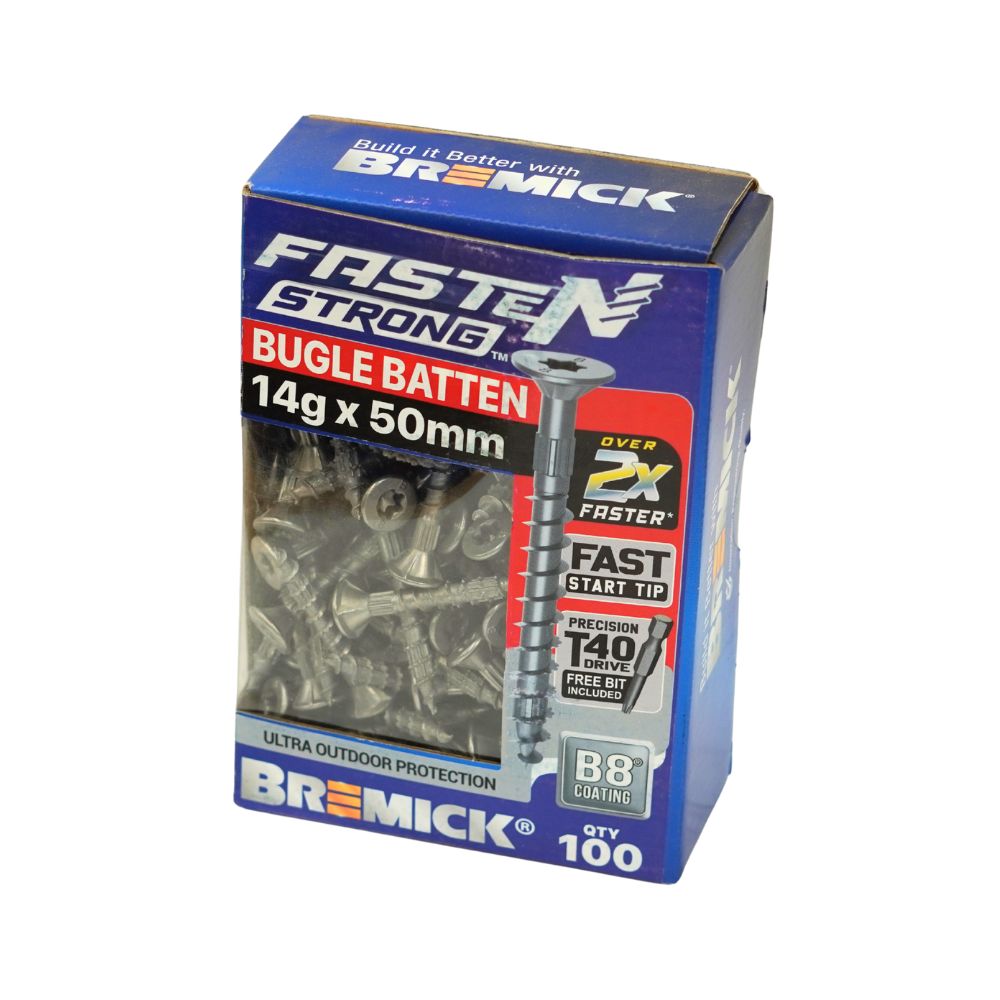Bremick Bugle Batten Fasten Strong 14g B8 T40 Drive Screws with Pack and Box Options