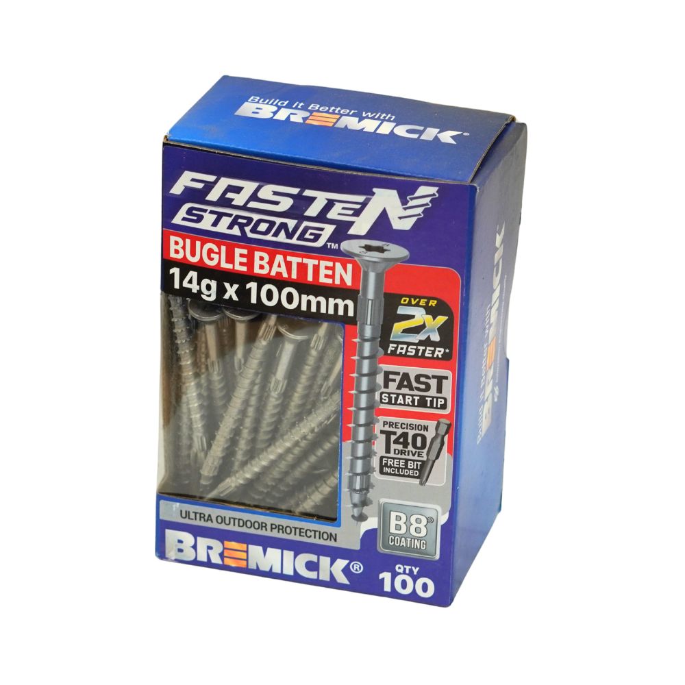 Bremick Bugle Batten Fasten Strong 14g B8 T40 Drive Screws with Pack and Box Options