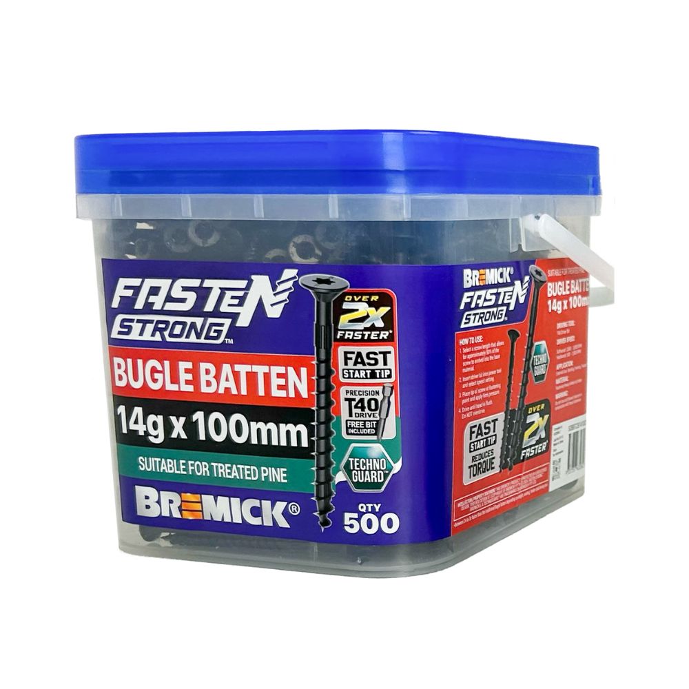 Bremick Bugle Batten Fasten Strong Black 14g T40 Drive Screws Pack and Box Options