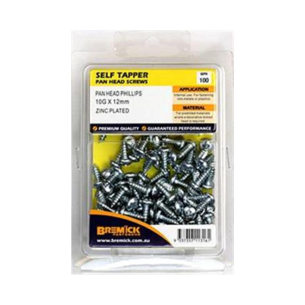 Bremick Screw Self Tapper Pan Head Zinc Plated - (Various Sizes)