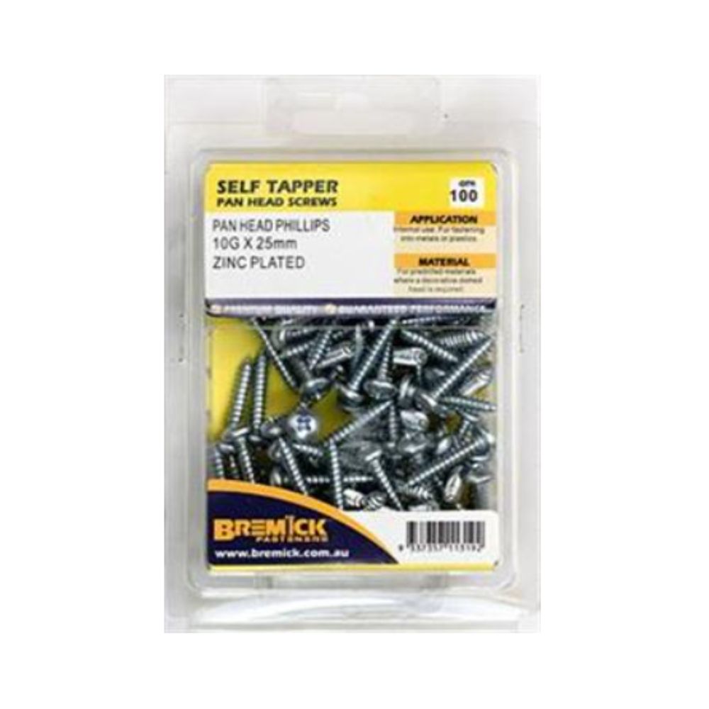 Bremick Self Tapper Pan Head 10g x 25mm - Pack of 100