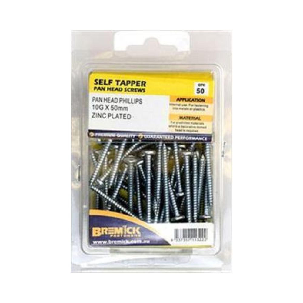 Bremick Screw Self Tapper Pan Head Zinc Plated - (Various Sizes)