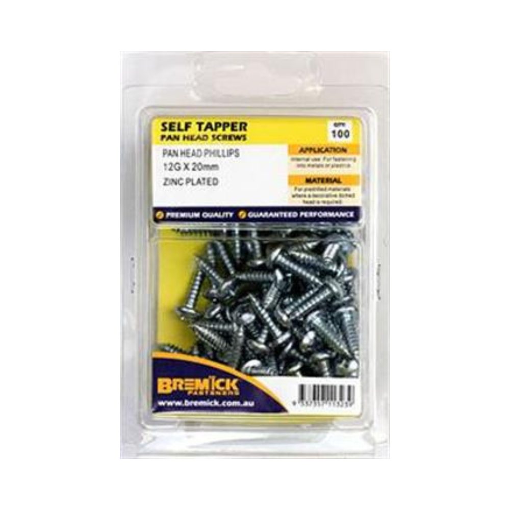 Bremick Screw Self Tapper Pan Head Zinc Plated - (Various Sizes)