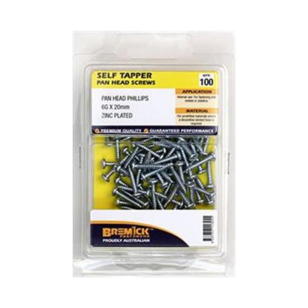 Bremick Screw Self Tapper Pan Head Zinc Plated - (Various Sizes)