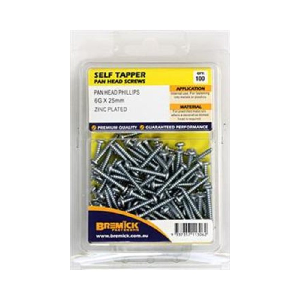 Bremick Screw Self Tapper Pan Head Zinc Plated - (Various Sizes)