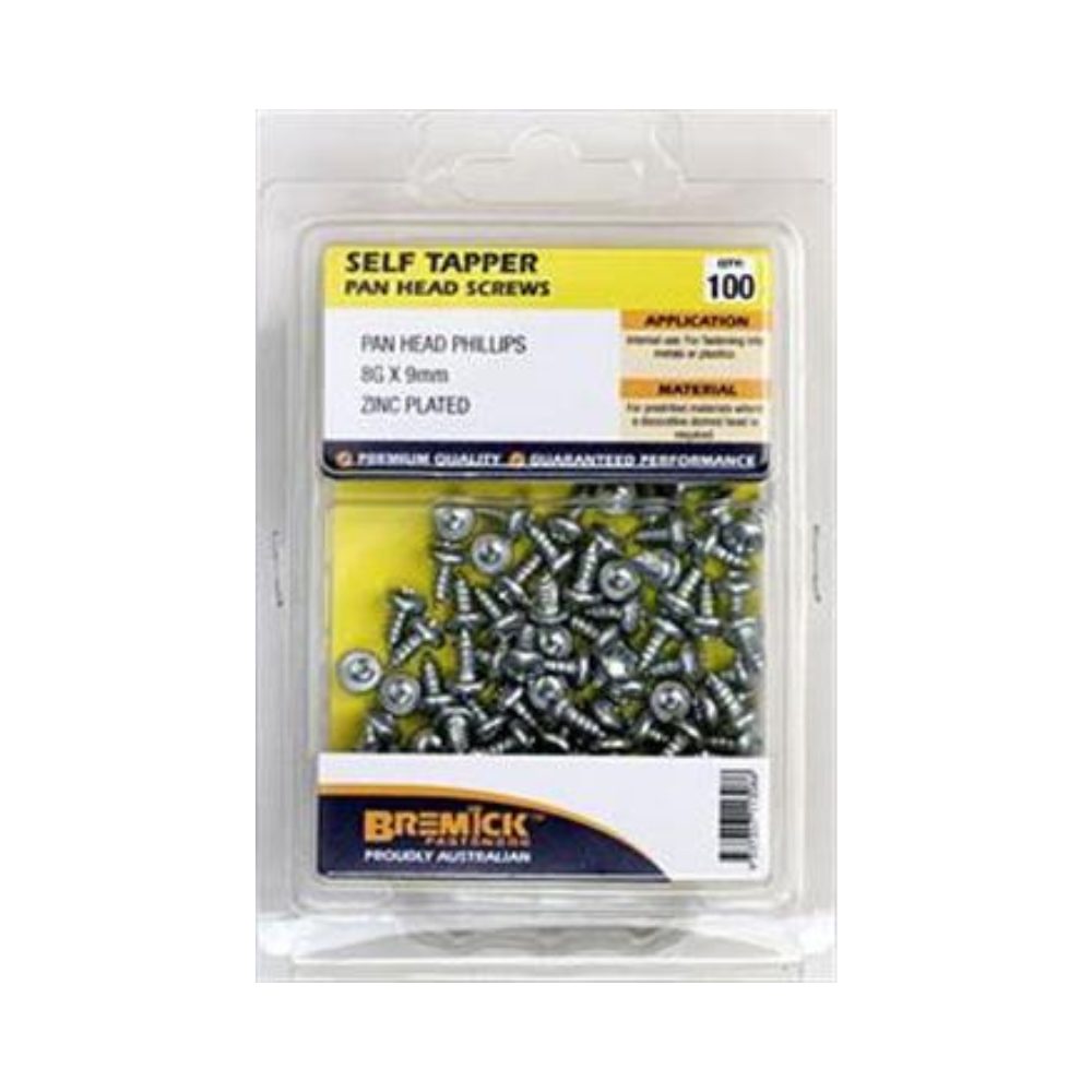Bremick Screw Self Tapper Pan Head Zinc Plated - (Various Sizes)