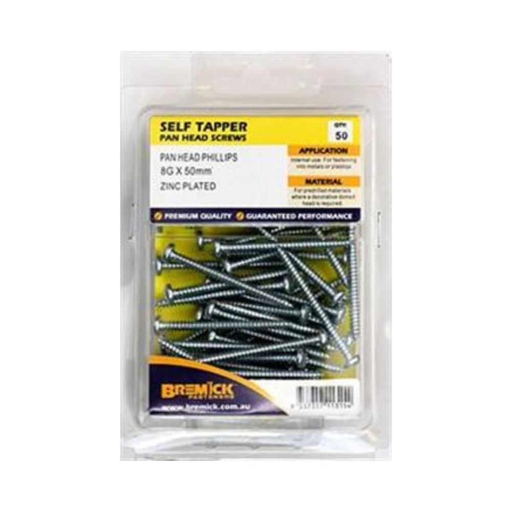 Bremick Screw Self Tapper Pan Head Zinc Plated - (Various Sizes)