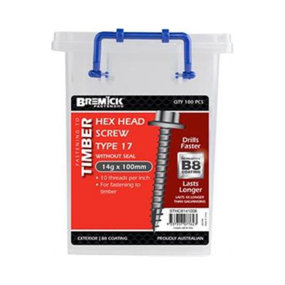 Bremick Screw Hex T17 B8 - 10g to 14g (Various Sizes)