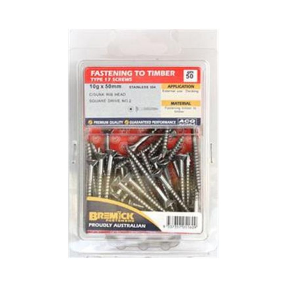 Bremick Decking Screws T17 304 - 10g 50mm &amp;65mm - 50 Pack